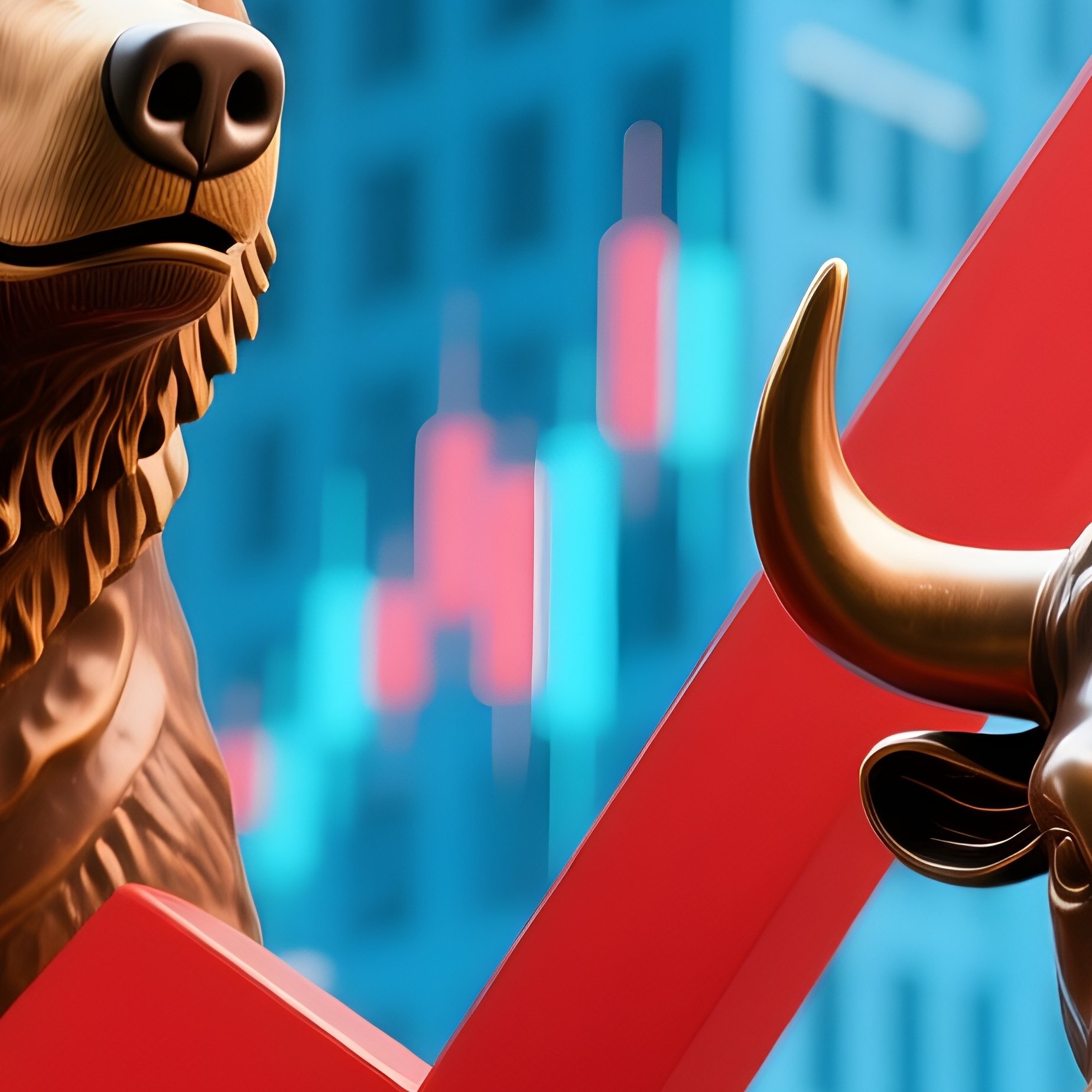 Bear Bull Stock Market Sculpture Conceptual - Full Resolution Quality Preview