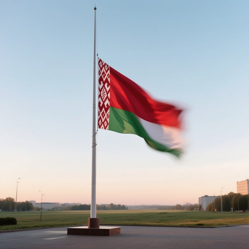Belarus Flag Half Mast Wind