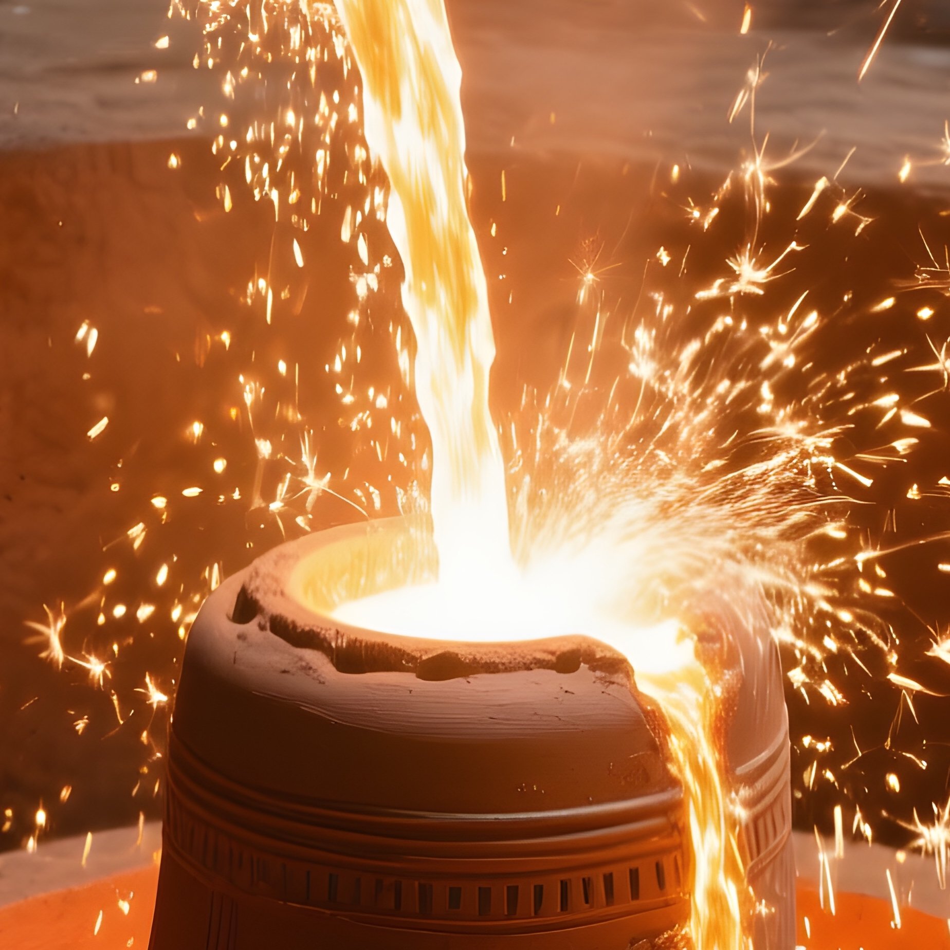 Bell Casting Molten Bronze In Clay Mold - Full Resolution Quality Preview