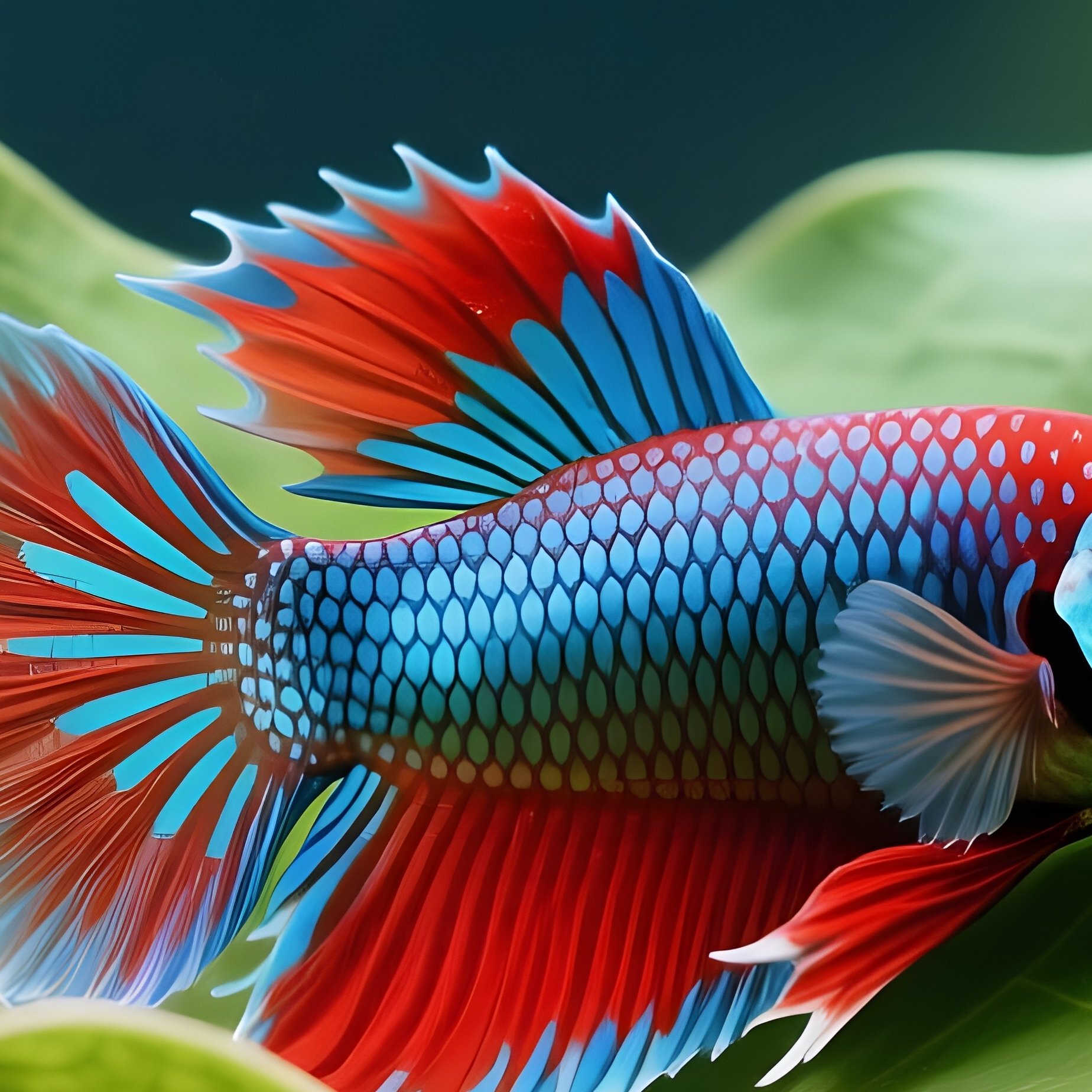Betta On Leaf Hammock Near Surface - Full Resolution Quality Preview
