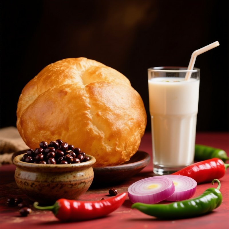 Bhatura Fried Bread With Chickpeas And Lassi