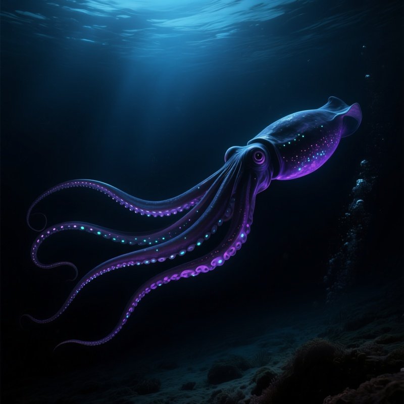 Bigfin Squid Impossibly Long Ribbon Arms Drifting In The Dark