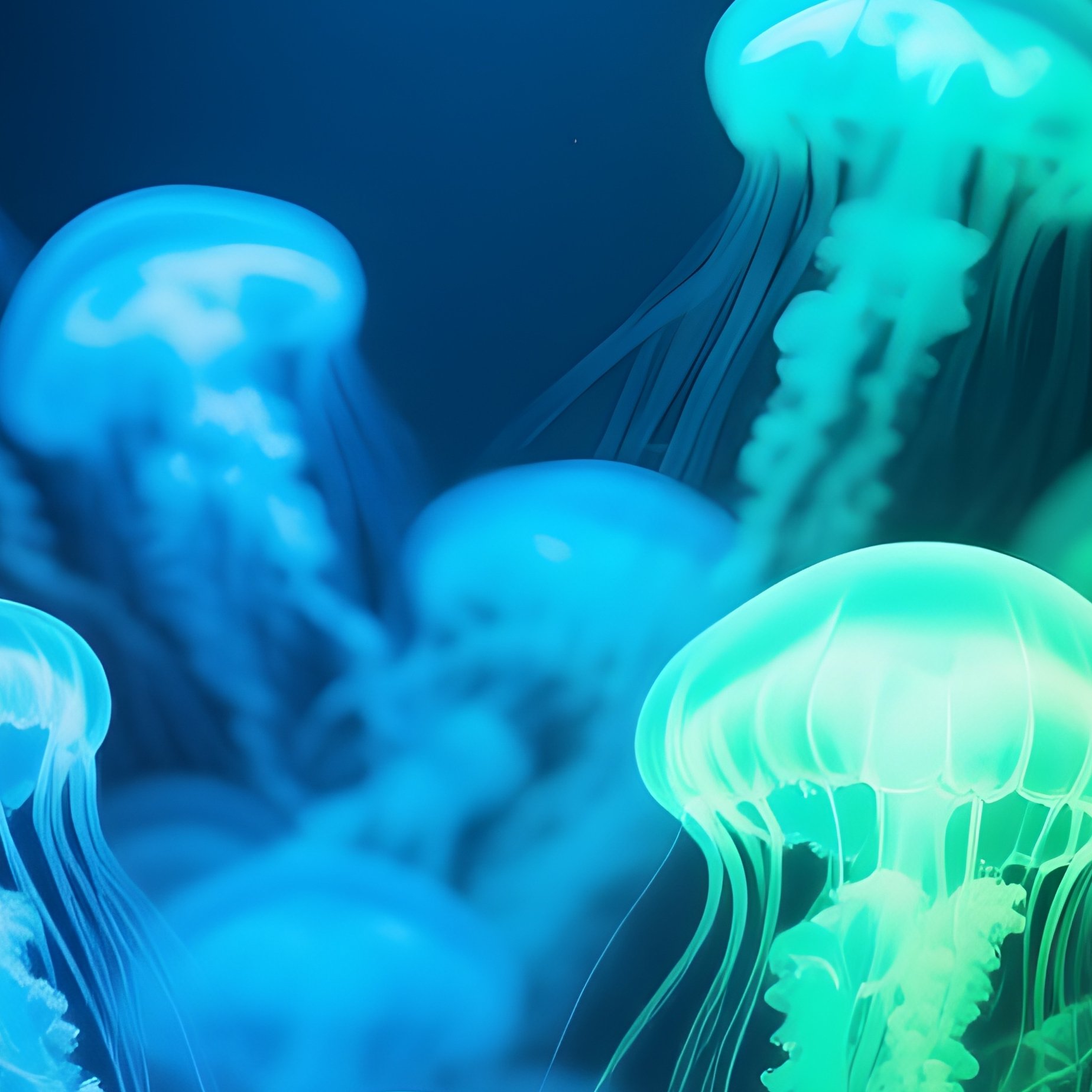 Bioluminescent Jellyfish Swarm In The Artificial Light - Full Resolution Quality Preview