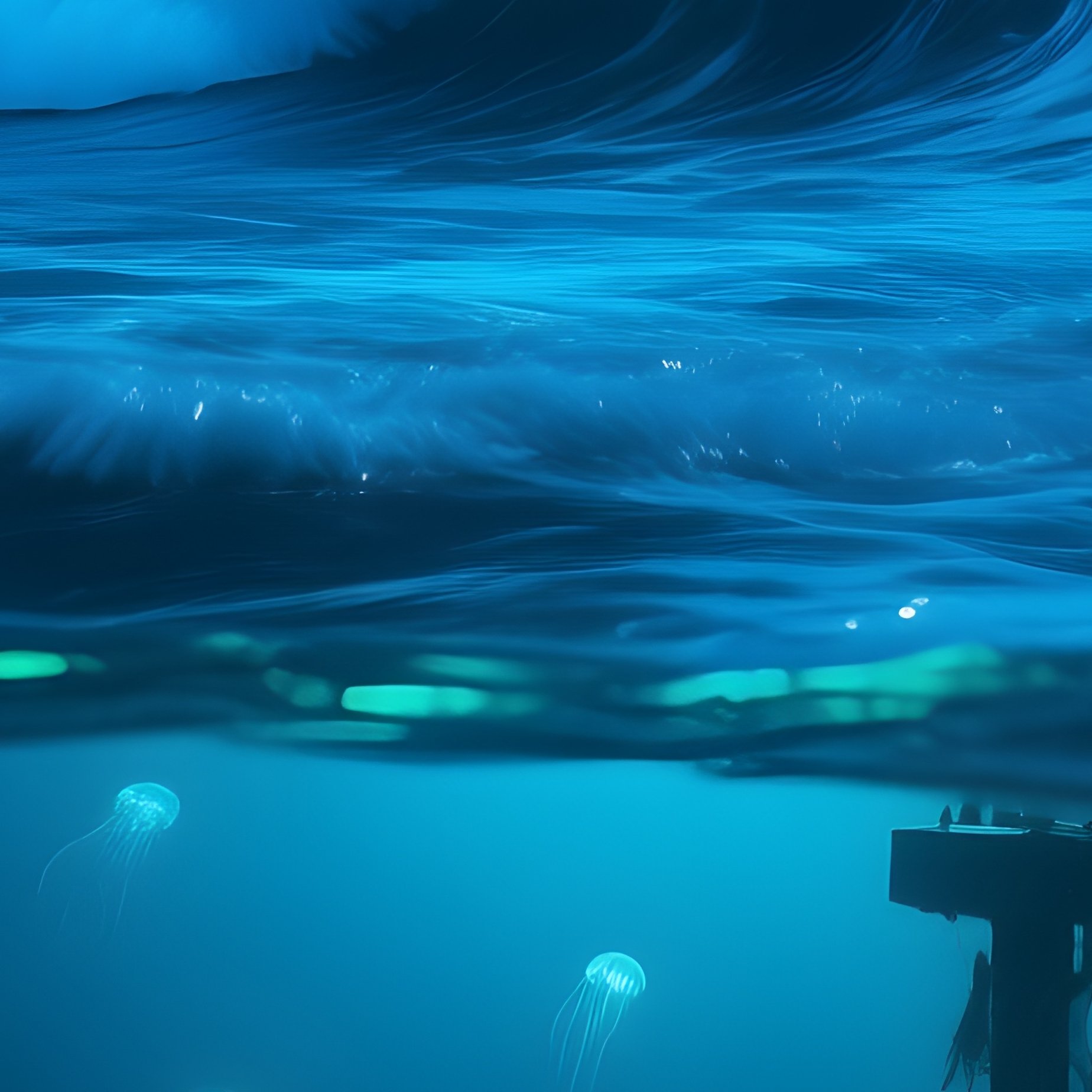 Bioluminescent Plankton Under Waves At Midnight - Full Resolution Quality Preview