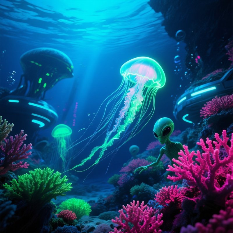 Bioluminescent Plankton Underwater Science Fiction