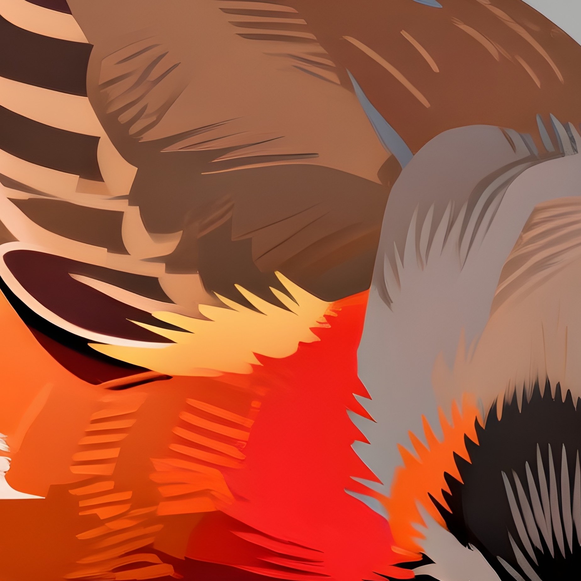 Bird Art American Robin Pecking Playfully At Ground - Full Resolution Quality Preview