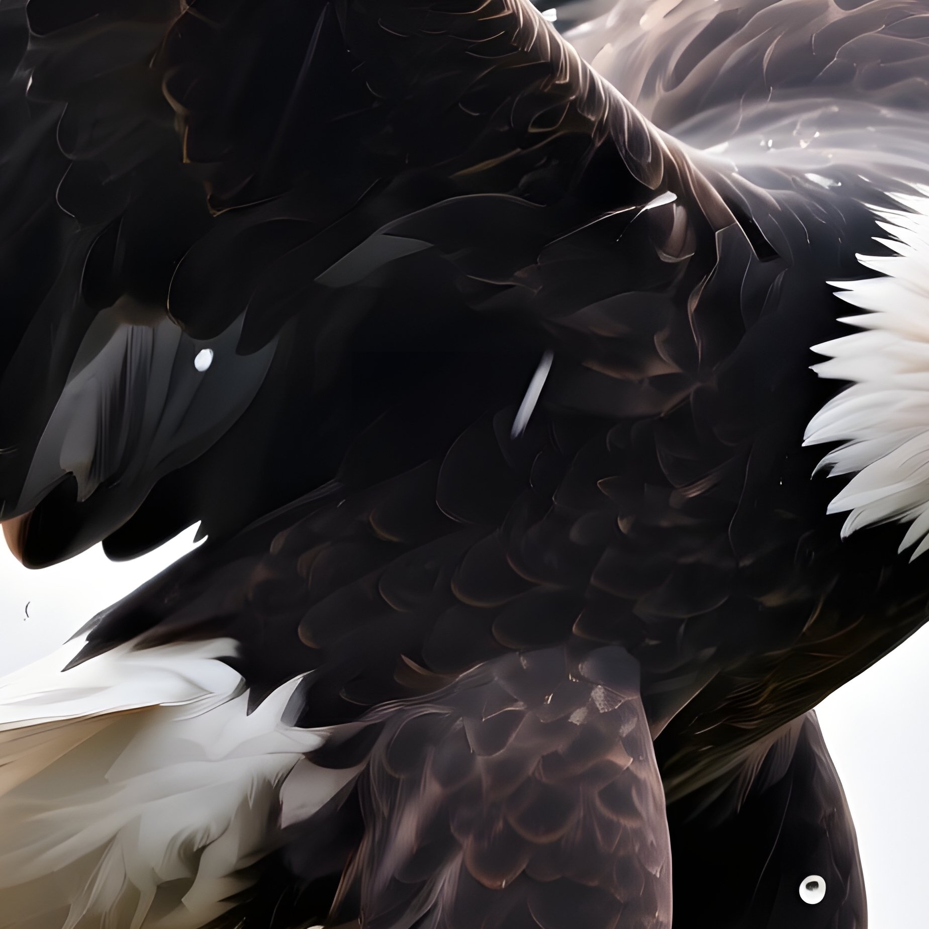 Bird Bald Eagle Shaking Off Raindrops In Morning Mist Abstract - Full Resolution Quality Preview