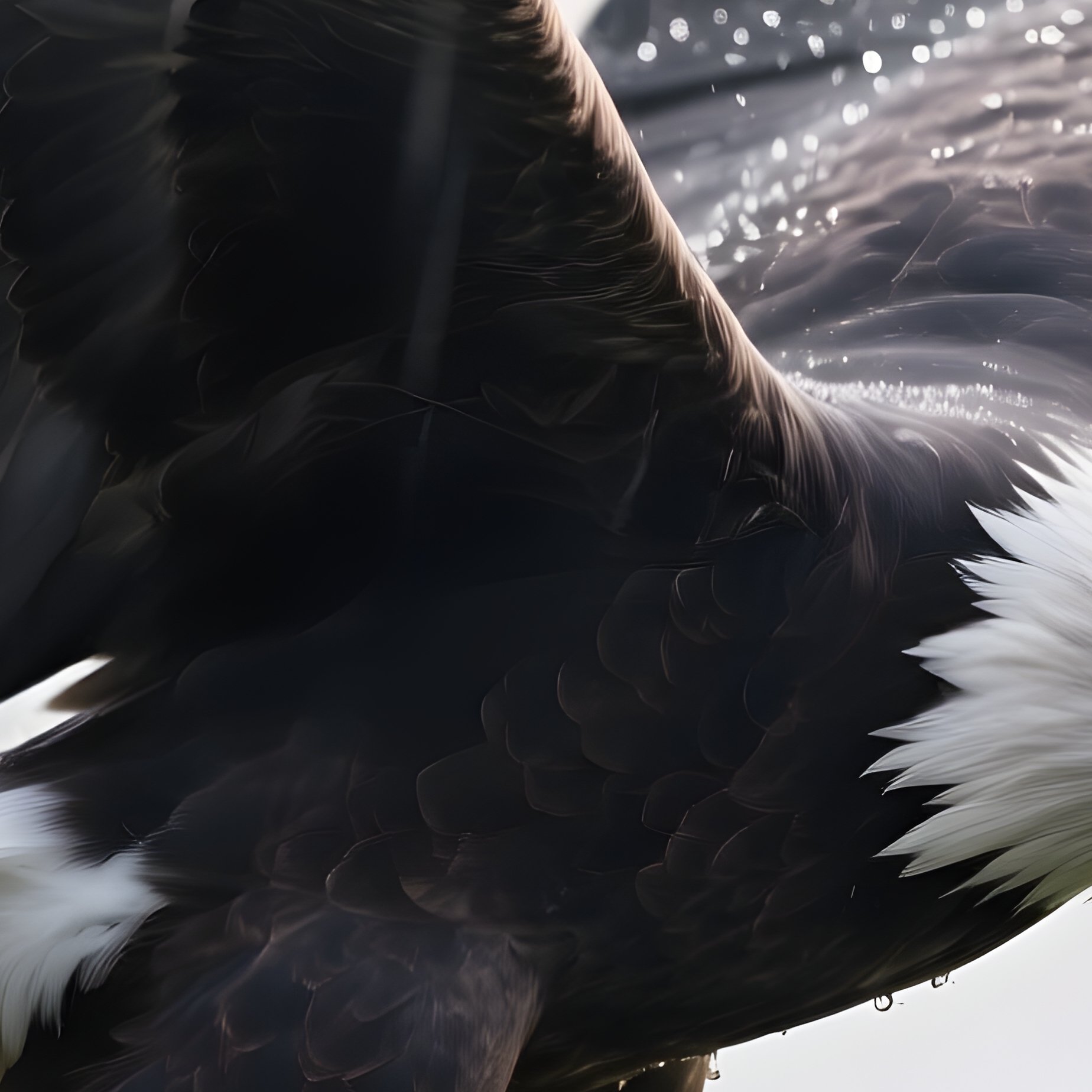 Bird Bald Eagle Shaking Off Raindrops In Morning Mist - Full Resolution Quality Preview