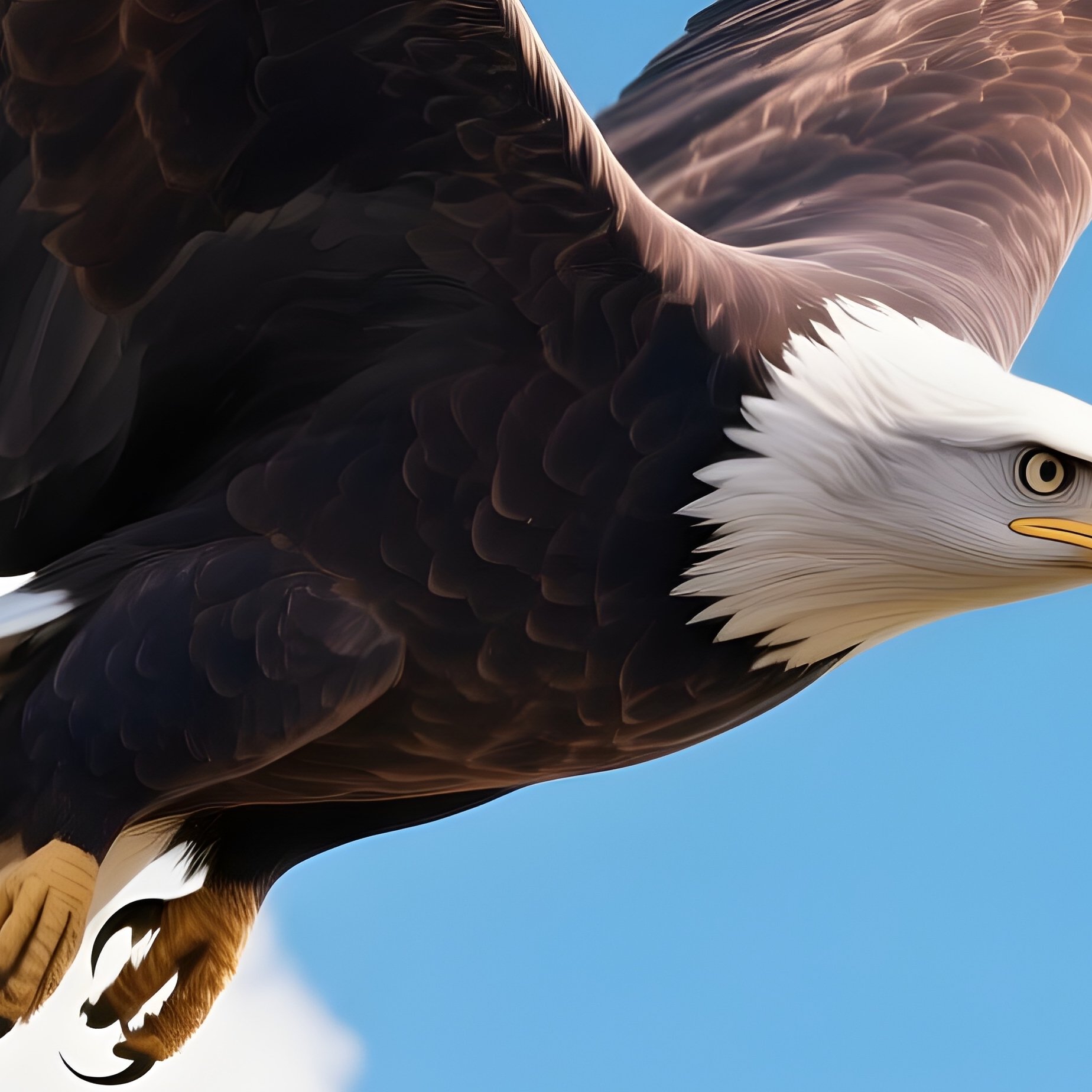 Bird Bald Eagle Soaring High With Clouds Beneath - Full Resolution Quality Preview