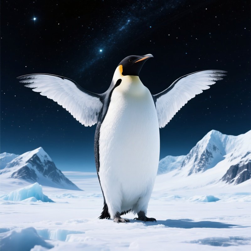 Bird Emperor Penguin Science Fiction Scene