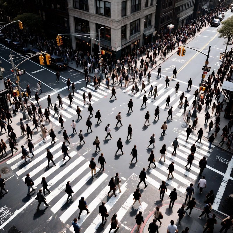 Bird Eye View Busy Crosswalk Ants Colony
