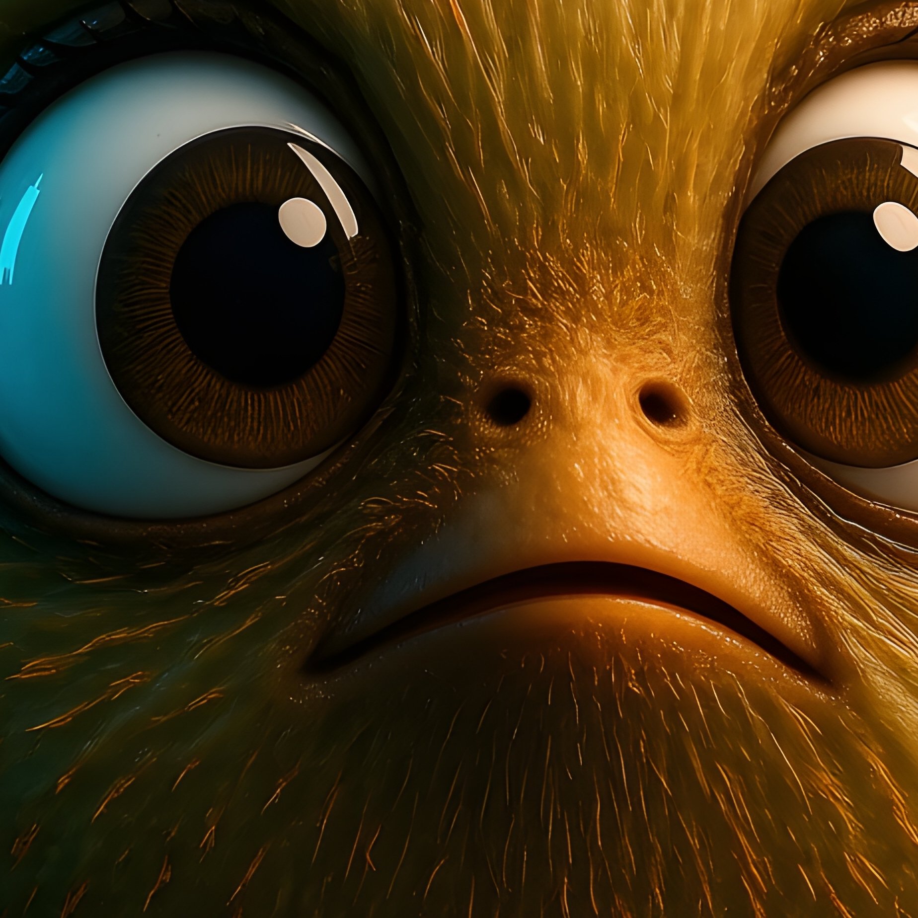 Bird Kiwi Head Tilted Curiously To The Side Science Fiction - Full Resolution Quality Preview