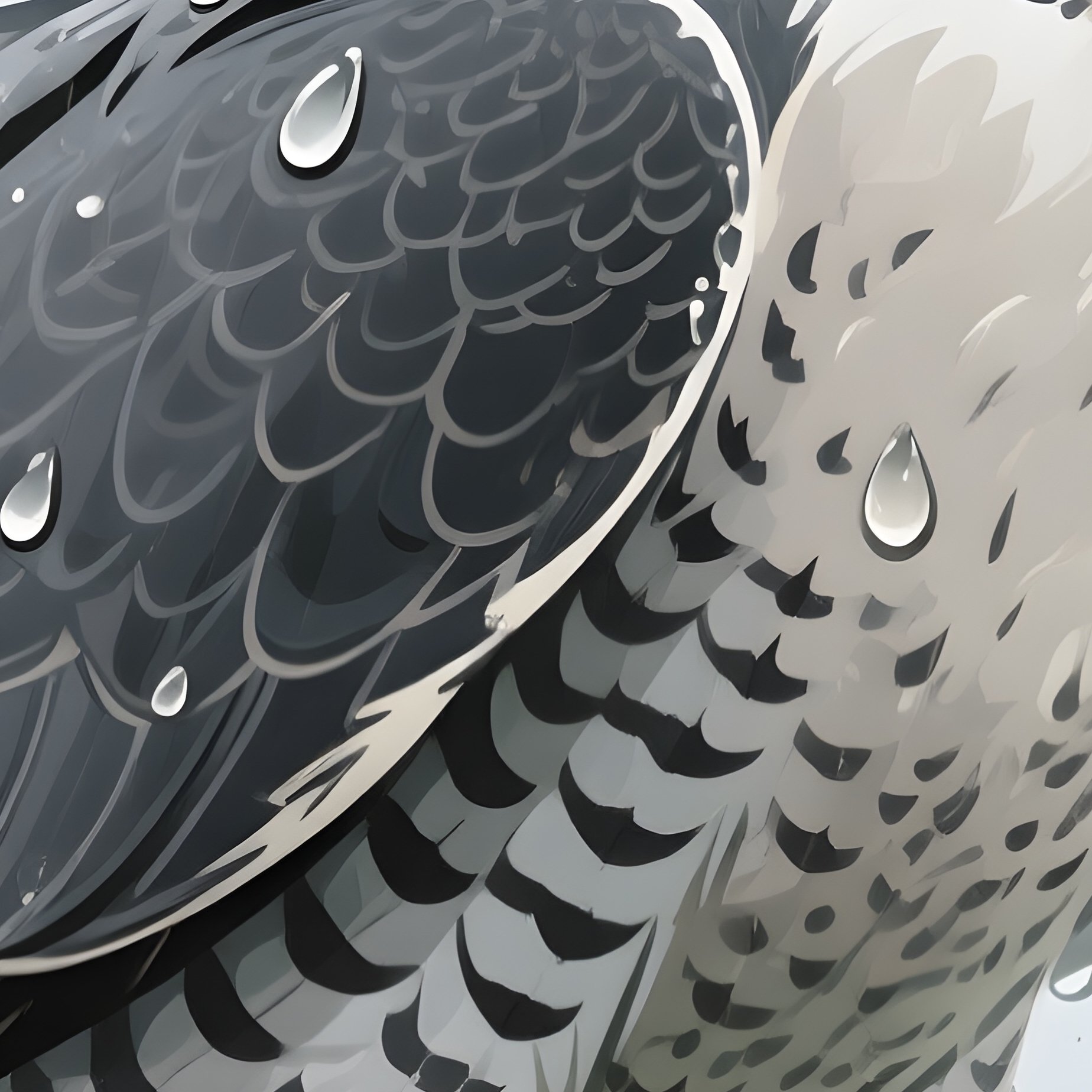 Bird Peregrine Falcon Shaking Off Raindrops In Morning Mist-Illustration - Full Resolution Quality Preview