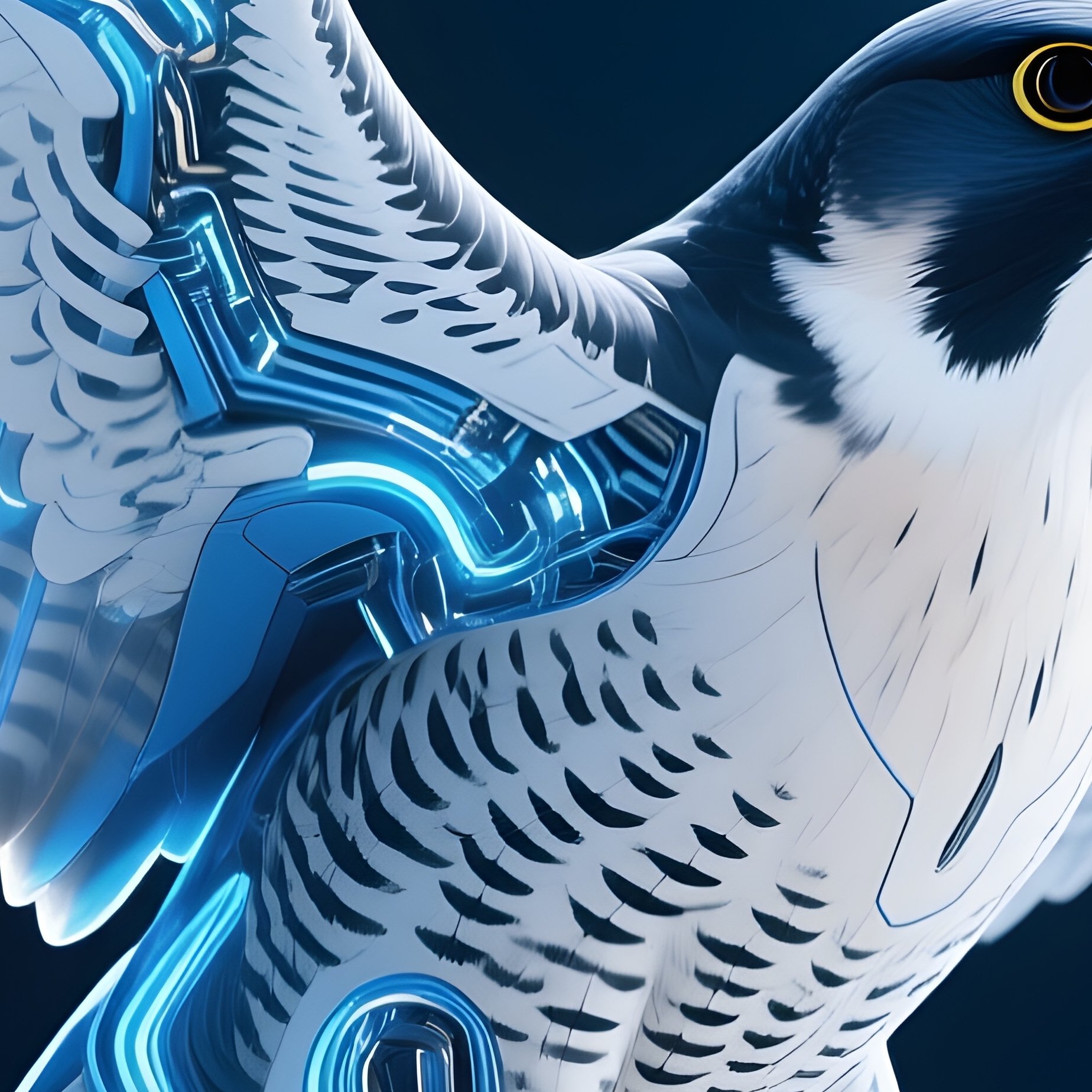 Bird Peregrine Falcon Stretching Wings After Long Flight Science Fiction - Full Resolution Quality Preview