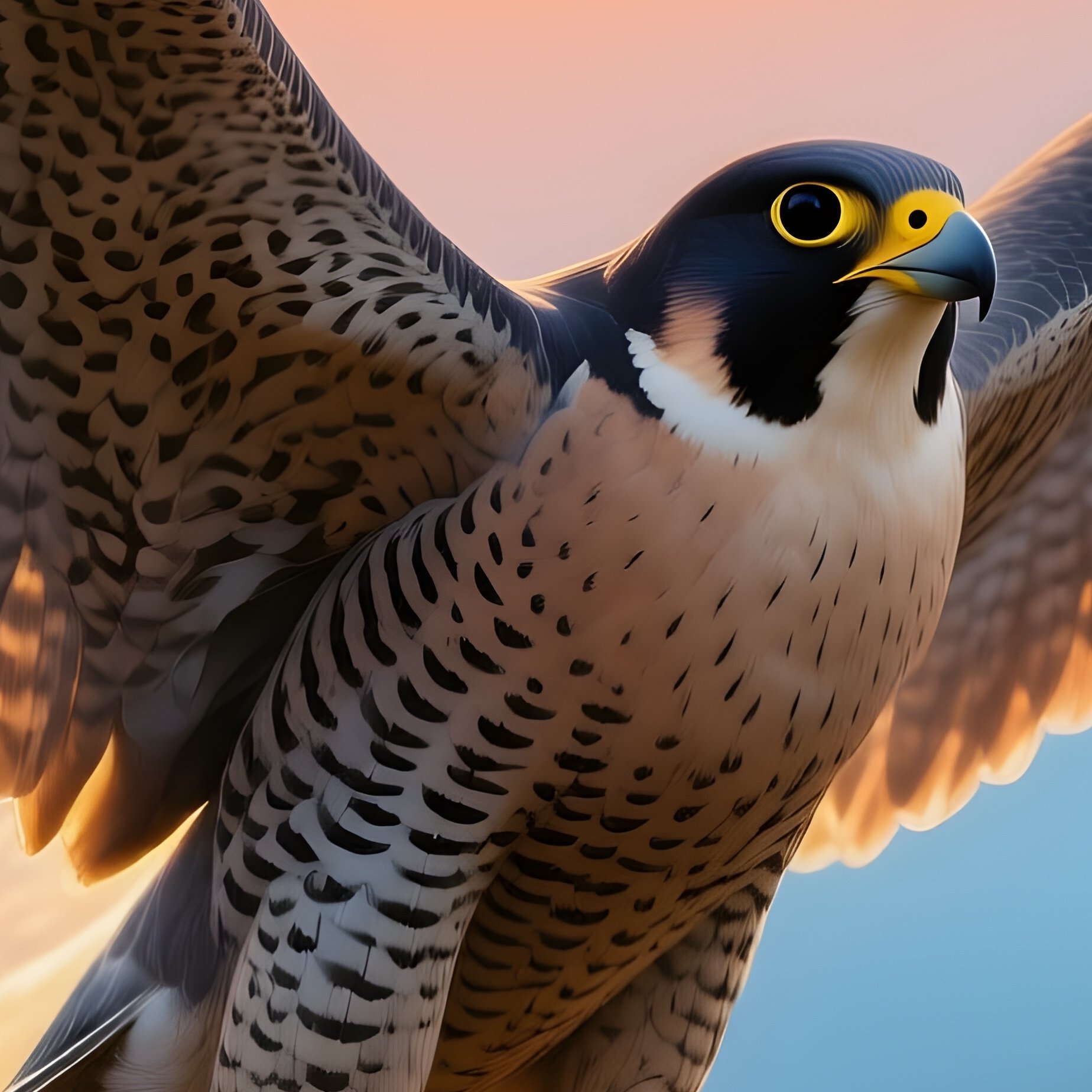 Bird Peregrine Falcon Sunrise Wings Spreading Science Fiction - Full Resolution Quality Preview