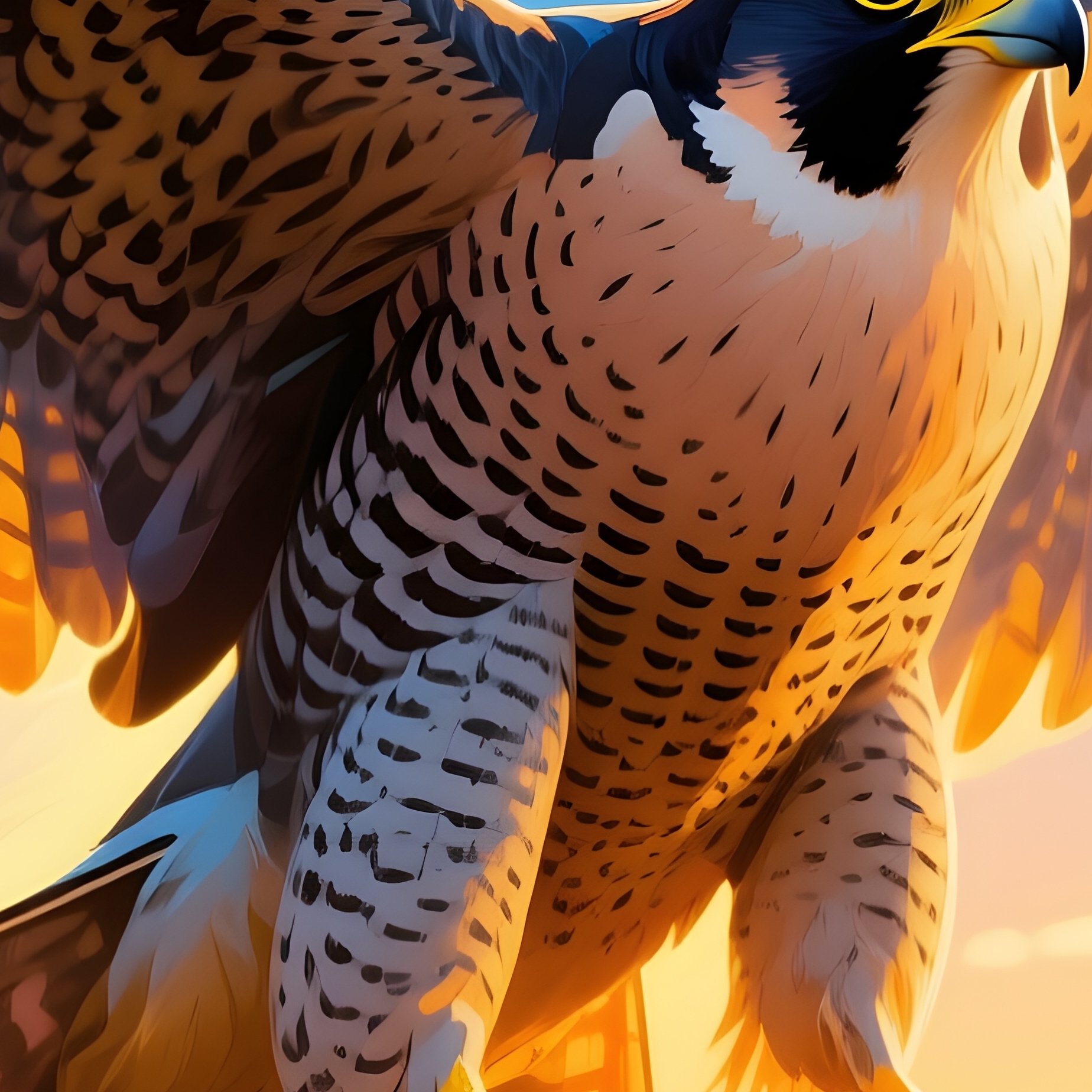 Bird Peregrine Falcon Sunrise Wings Spreading Digital Art - Full Resolution Quality Preview