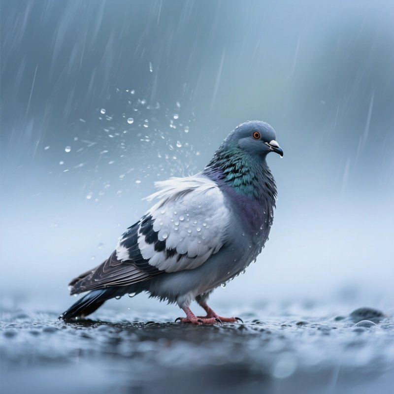 Bird Rock Dove In Morning Mist