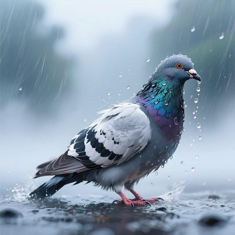 Bird Rock Dove In Morning Mist Artistic Interpretation