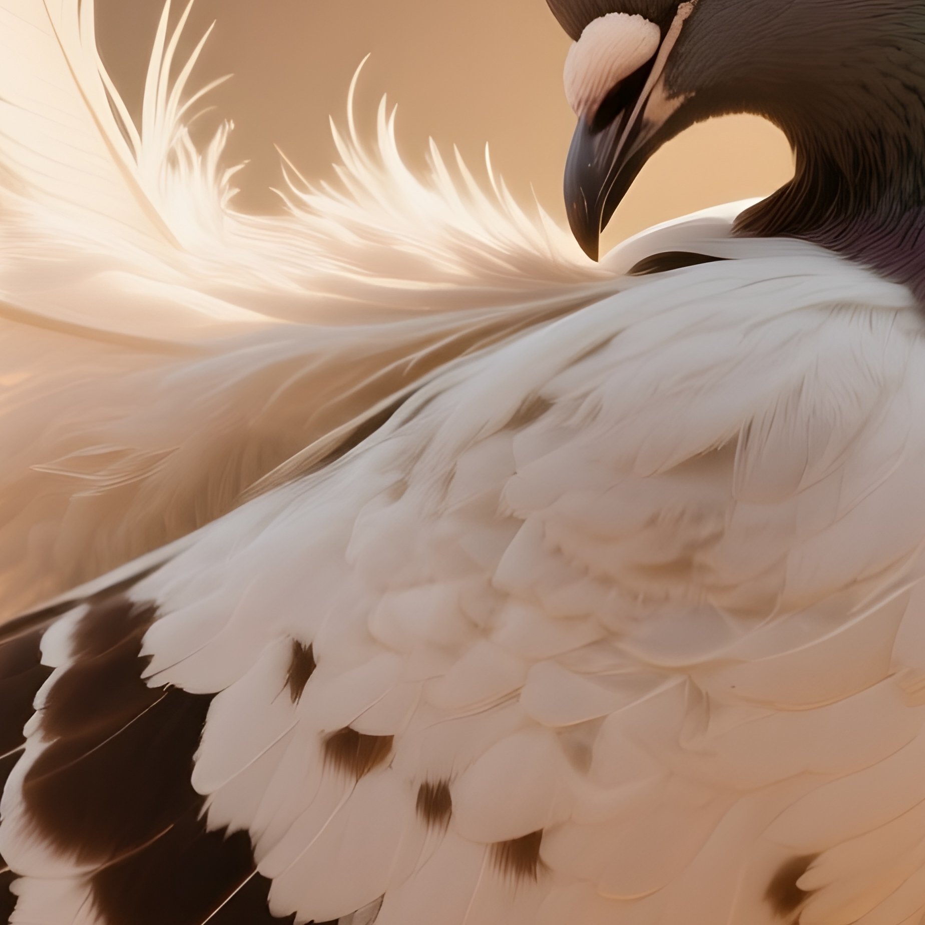 Bird Rock Dove Preening Feathers Under Soft Sunlight Science Fiction - Full Resolution Quality Preview