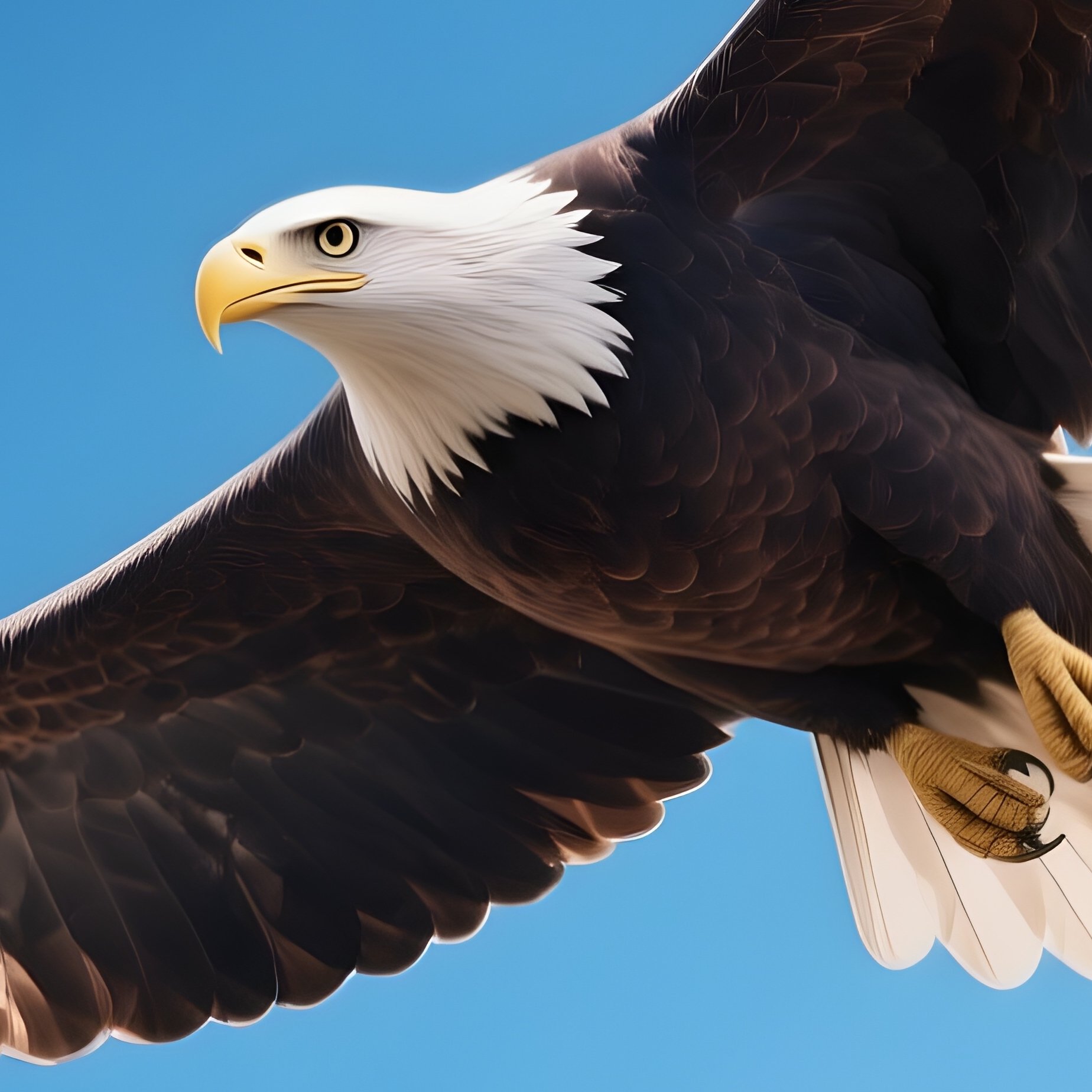 Bird Sailing Bald Eagle Soaring High With Clouds Beneath - Full Resolution Quality Preview