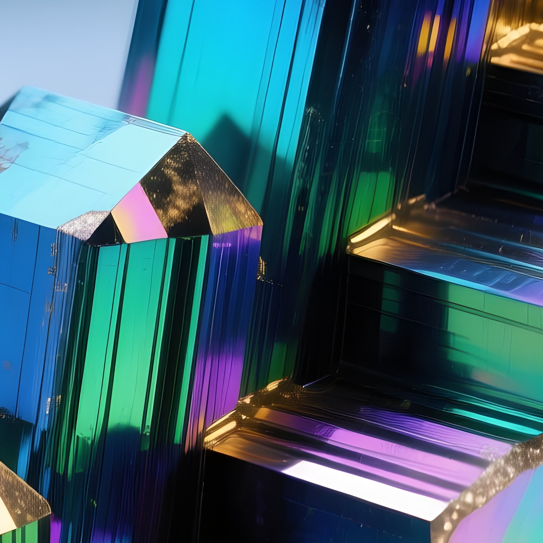 Bismuth Crystal Lab Grown Stair Step Hopper Rainbow Oxidation - Full Resolution Quality Preview