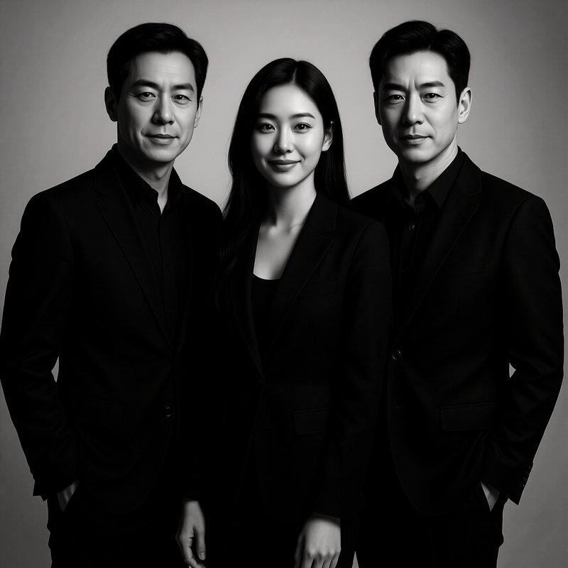 Black And White Friends Posing In Studio