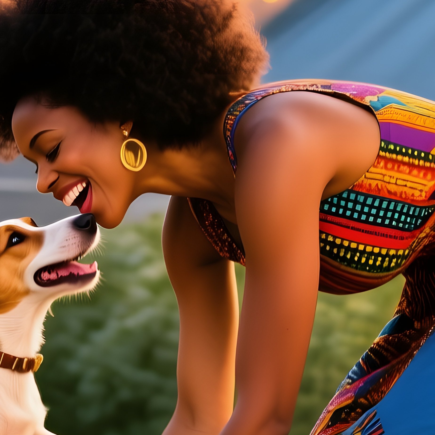 Black Woman Dancing With Dog On Rooftop - Full Resolution Quality Preview