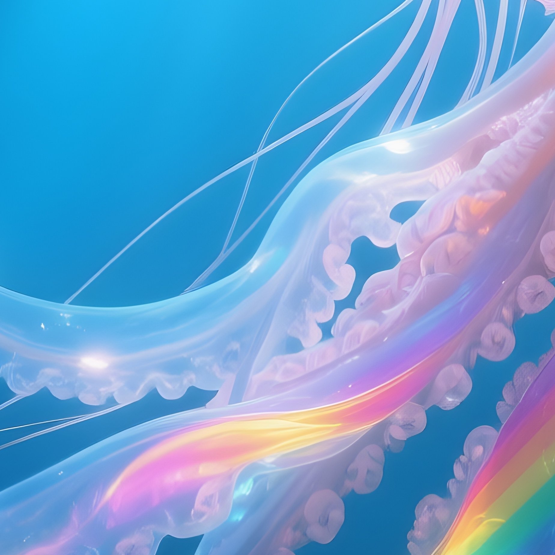 Blanket Octopus Flowing Rainbow Membranes Glowing Like Silk - Full Resolution Quality Preview