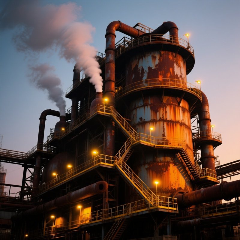 Blast Furnace Exterior At Dusk