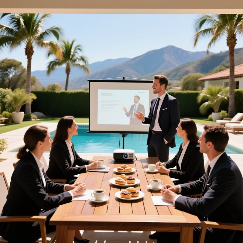 Bleisure Lifestyle Business Meeting In Resort