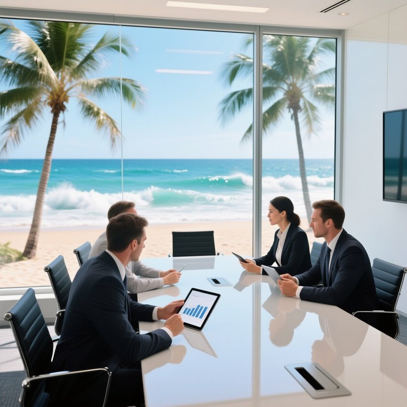 Bleisure Lifestyle Office Meeting With Beach View