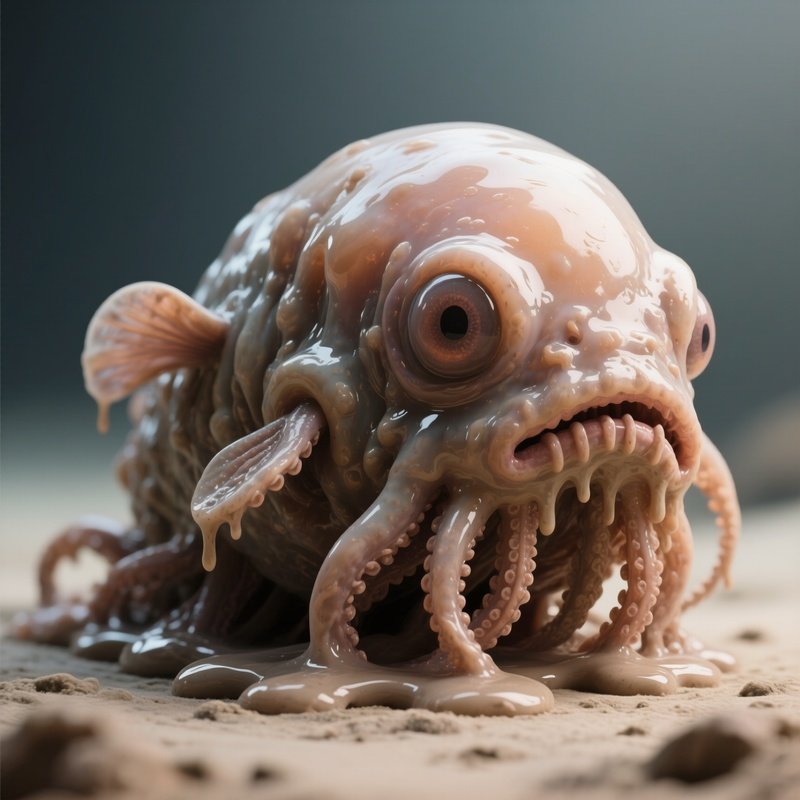 Blobfish – Gelatinous, Pressure Softened Body Sagging Like Melting Clay.