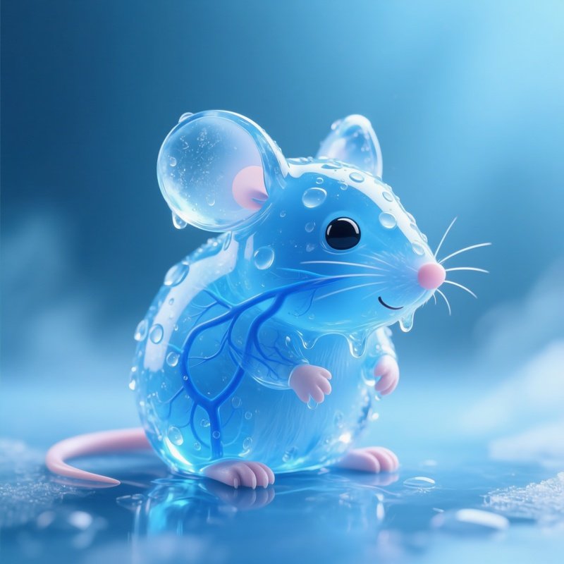 Block Of Ice Translucent Blue Mouse Melting Ice Cube