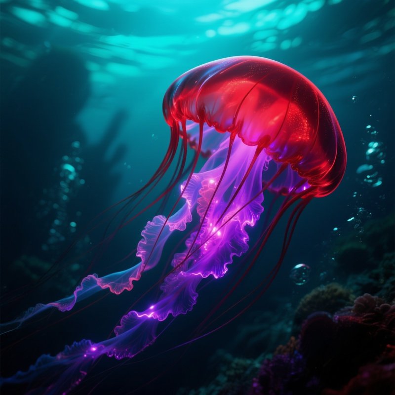 Bloodybelly Comb Jelly Deep Red Body Glowing Violet
