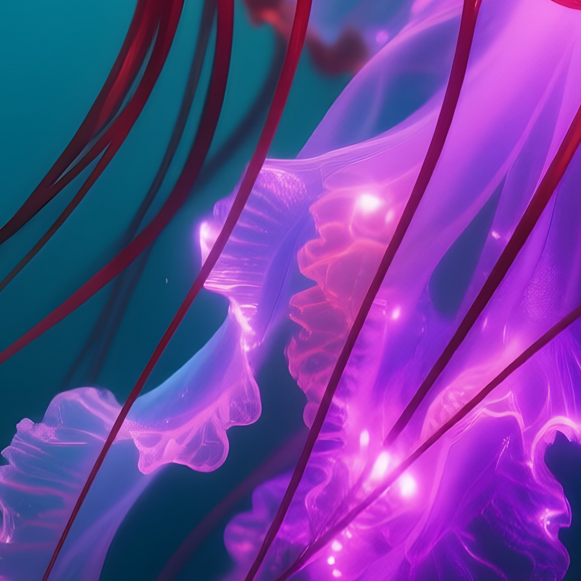 Bloodybelly Comb Jelly Deep Red Body Glowing Violet - Full Resolution Quality Preview