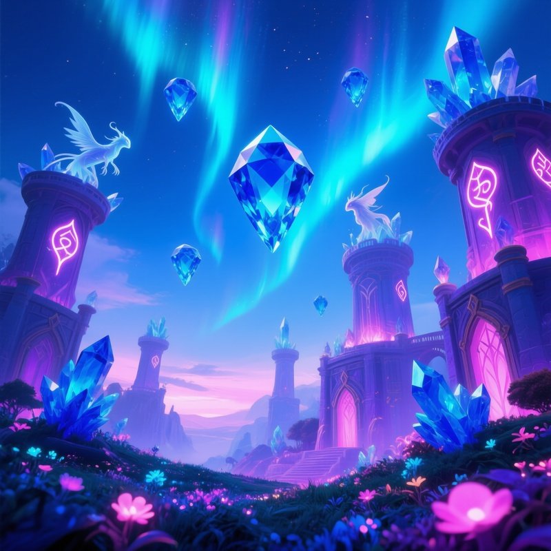 Blue Gems In Fantasy World