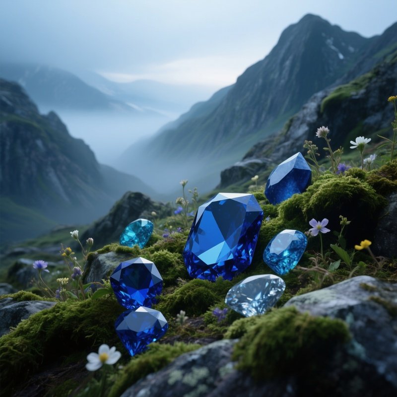Blue Gems In Nature Landscape
