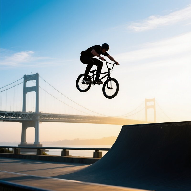 Bmx Rider Comet Flux Flipping Over Bridge At Dawn