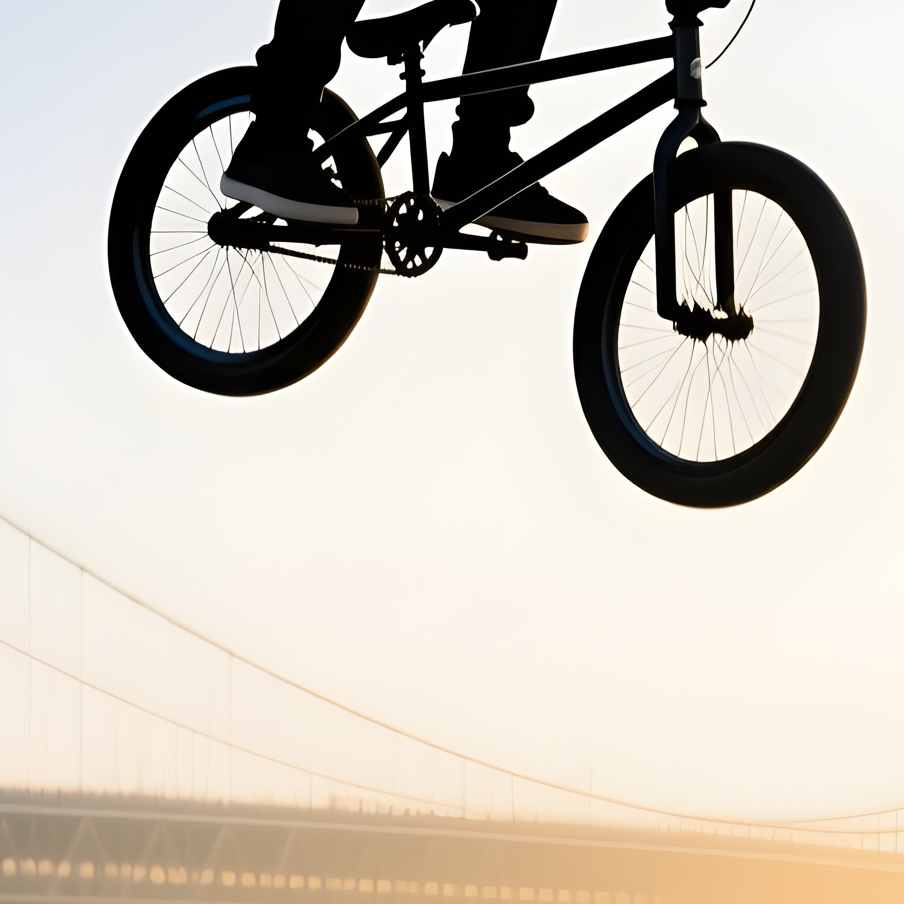 Bmx Rider Comet Flux Flipping Over Bridge At Dawn - Full Resolution Quality Preview