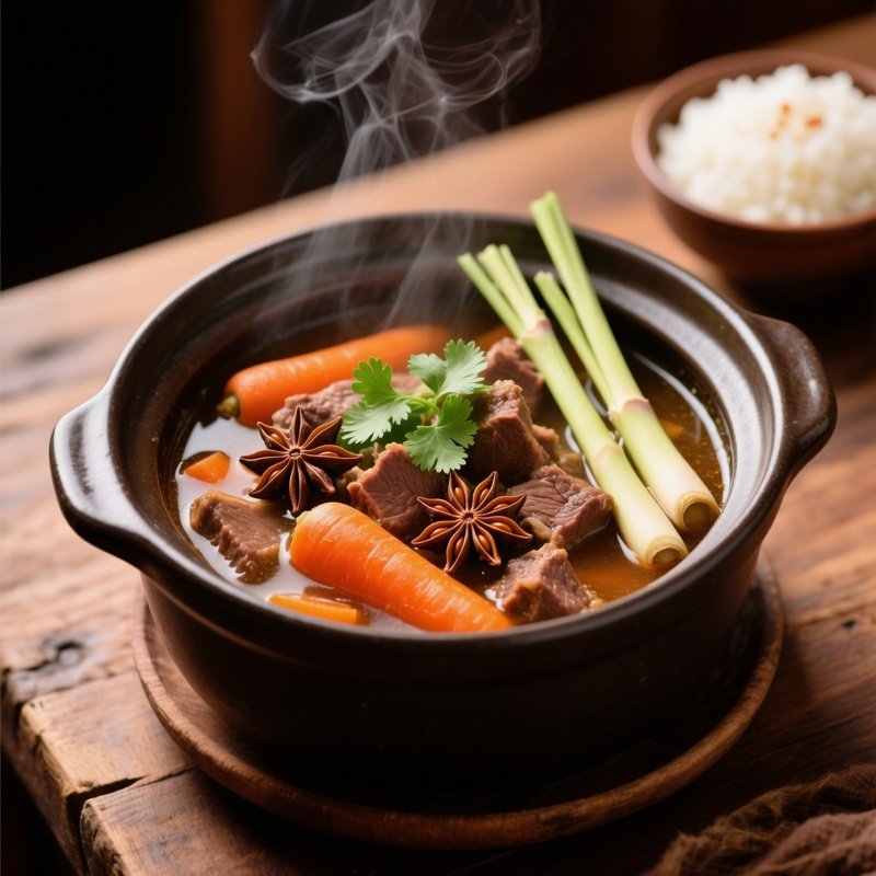 Bo Kho Vietnamese Beef Stew With Carrots Star Anise And Lemongrass