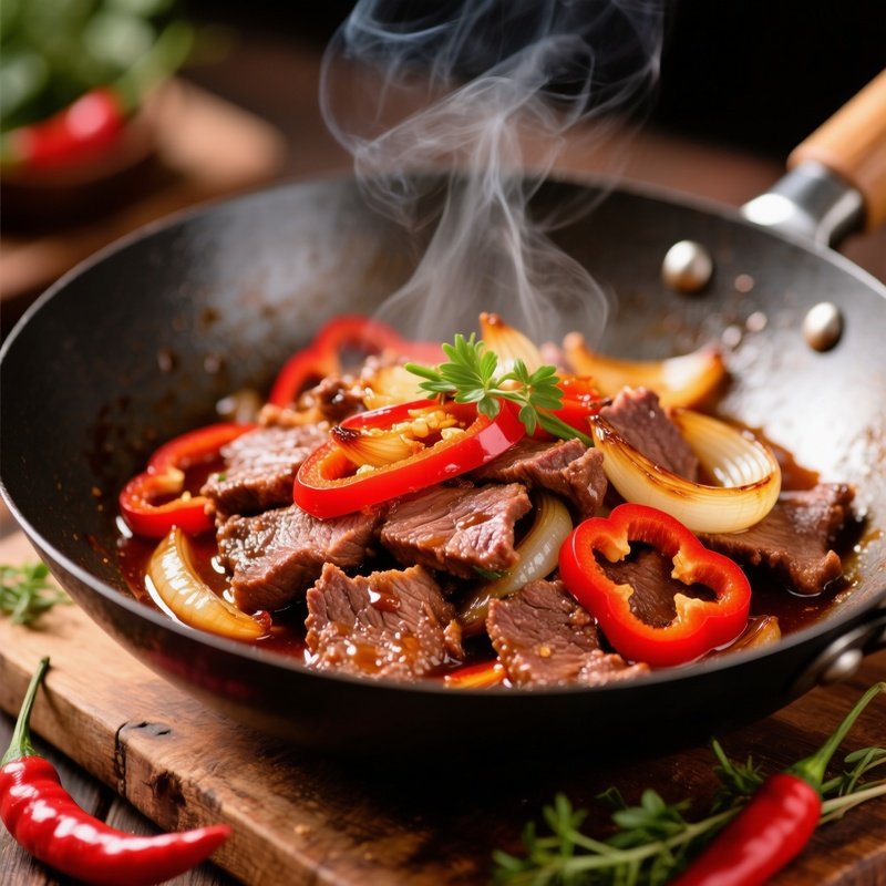 Bo Luc Lac Shaking Beef Stir Fried With Onions Bell Peppers And Soy Based Sauce
