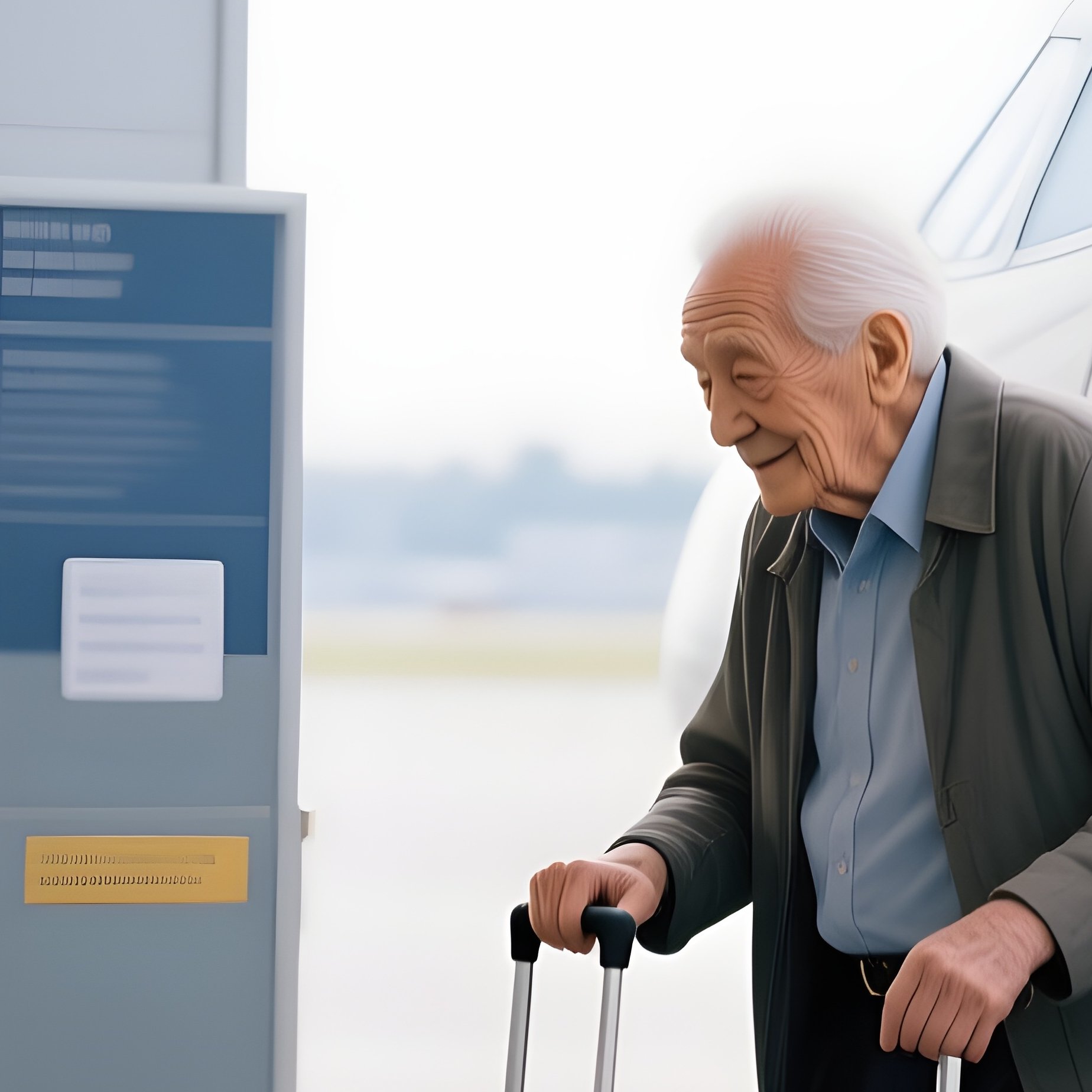 Boarding Crew Assisting Elderly Passenger - Full Resolution Quality Preview