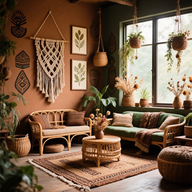 Boho Nature Tribal Living Room