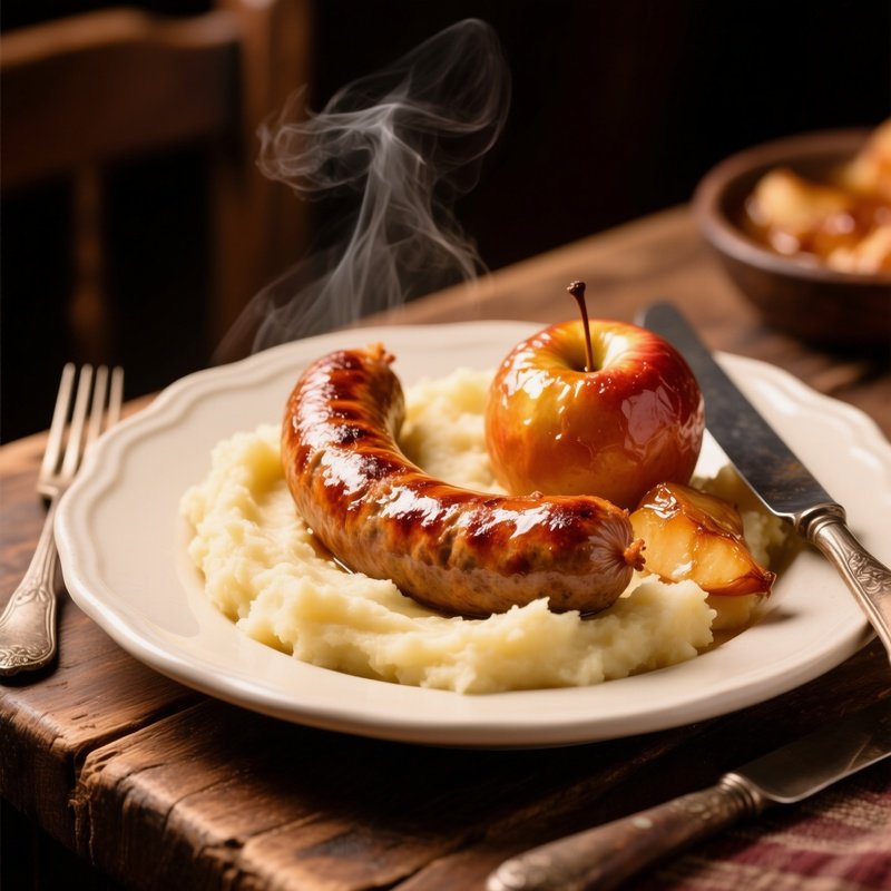 Boudin Noir Roasted Blood Sausage With Caramelized Apples And Mashed Potatoes