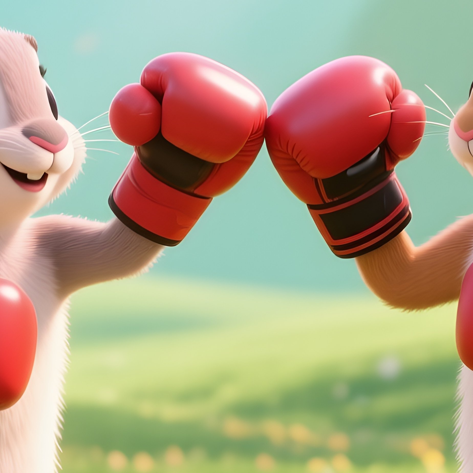 Boxing Hares Spring Field - Full Resolution Quality Preview