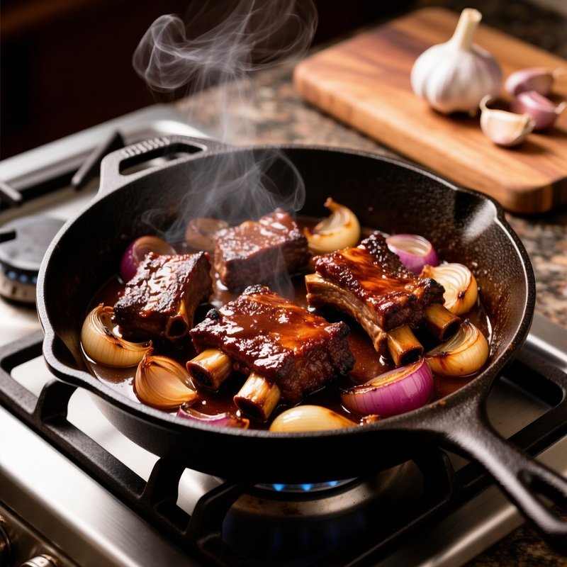 Braised Beef Short Ribs In Pan