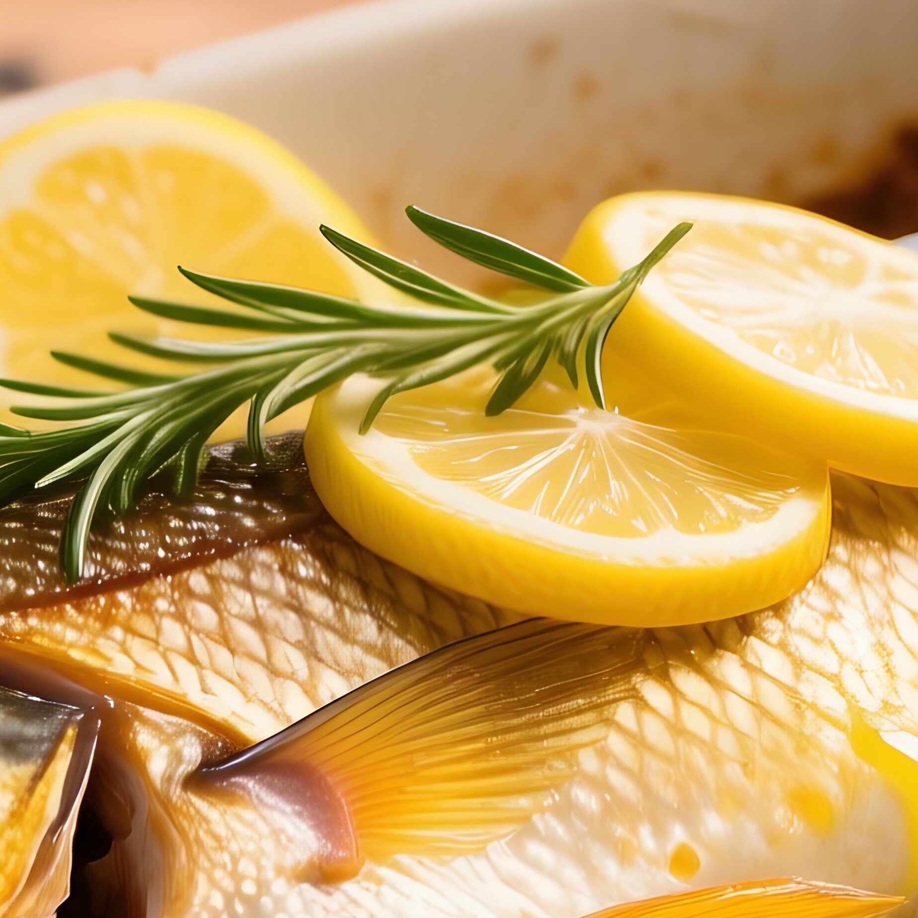 Branzino Al Forno Whole Sea Bass Baked With Lemon Slices Herbs Garlic Olive Oil - Full Resolution Quality Preview