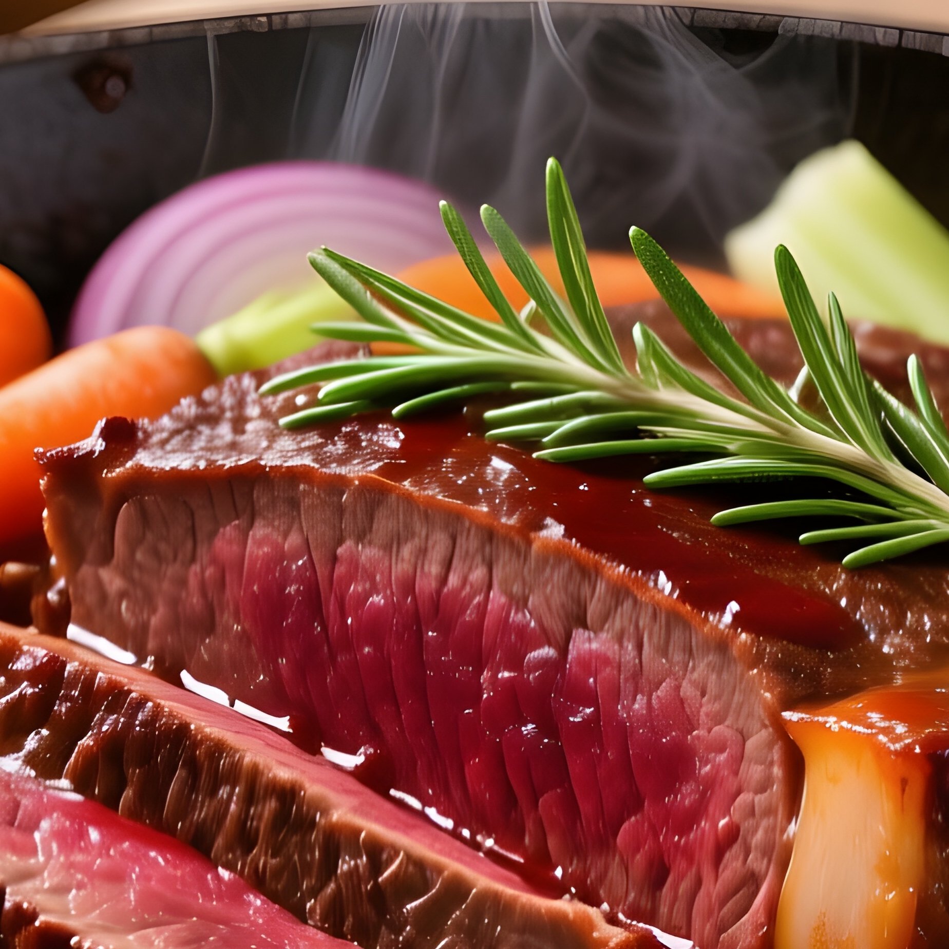 Brasato Al Barolo Slow Braised Beef Cooked In Barolo Wine With Vegetables And Herbs - Full Resolution Quality Preview