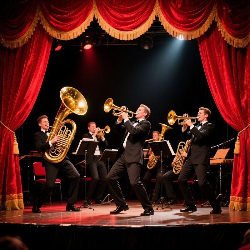 Brass Band Circus Music Red Curtains