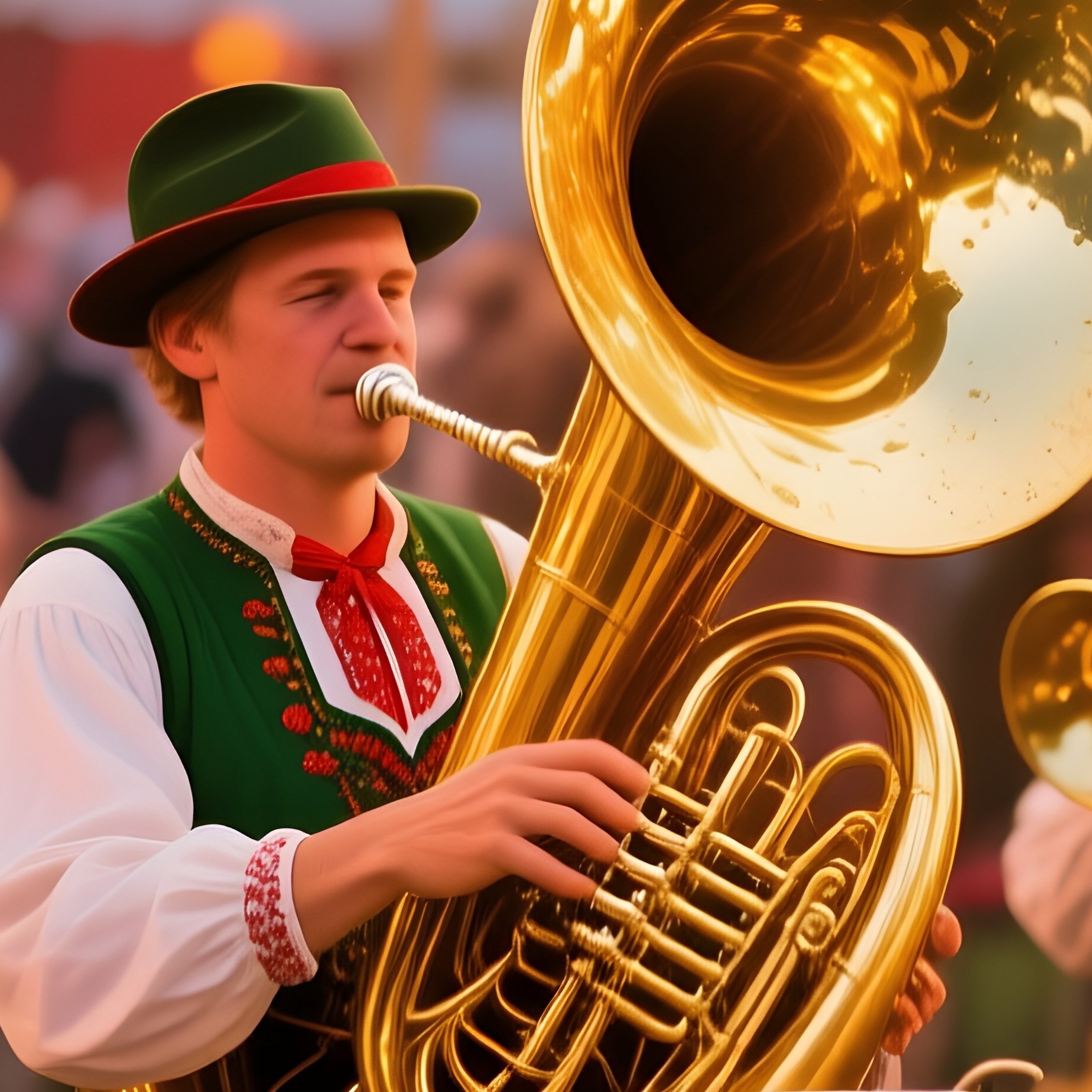 Brass Band Playing Traditional Music Beer Tent Photorealistic - Full Resolution Quality Preview